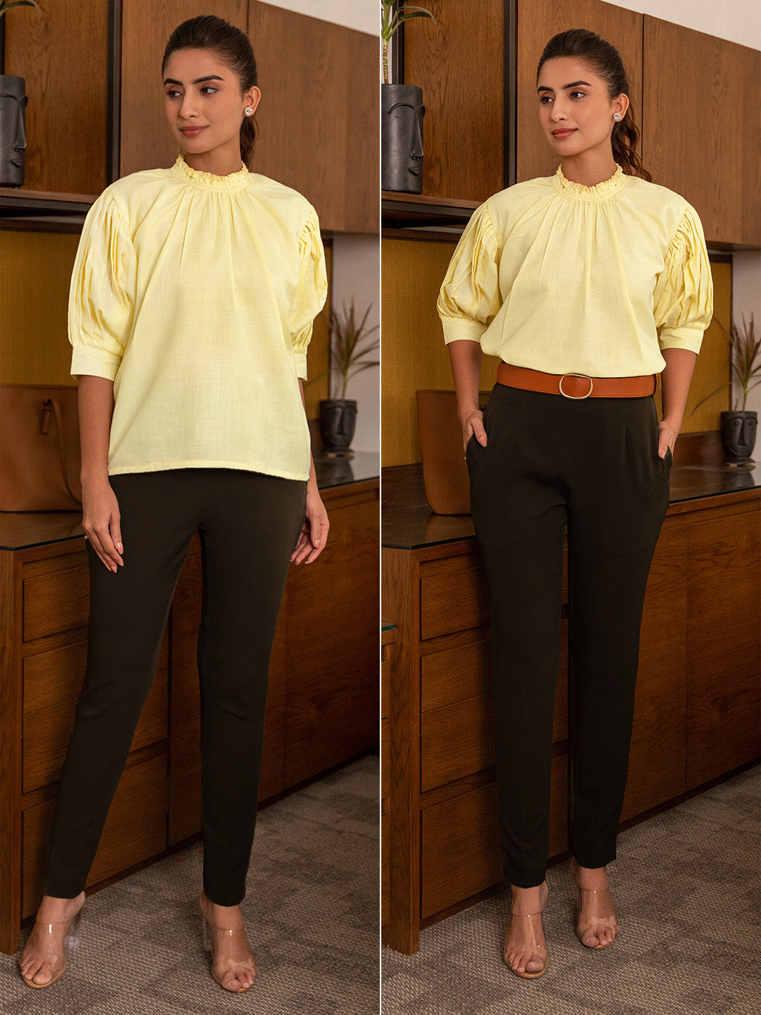 Yellow Top & Olive Green Trousers