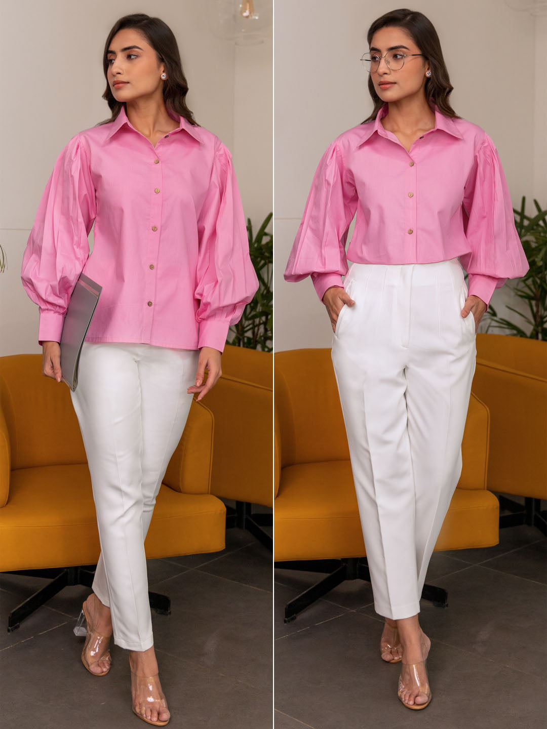 Premium PSD | Full length body snap figure, 20s asian office woman smart in pink  shirt white pants, isolated. tanned skin girl has short straight black hair  stand walk toward smile over