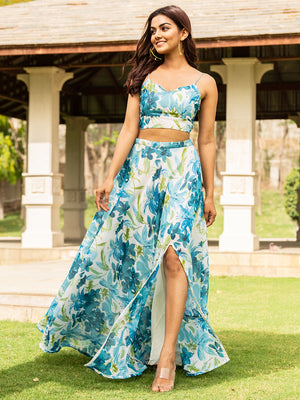 Crop Top and Skirt Set for Women