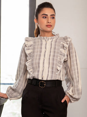 Cosmo Striped Ruffled Shirt