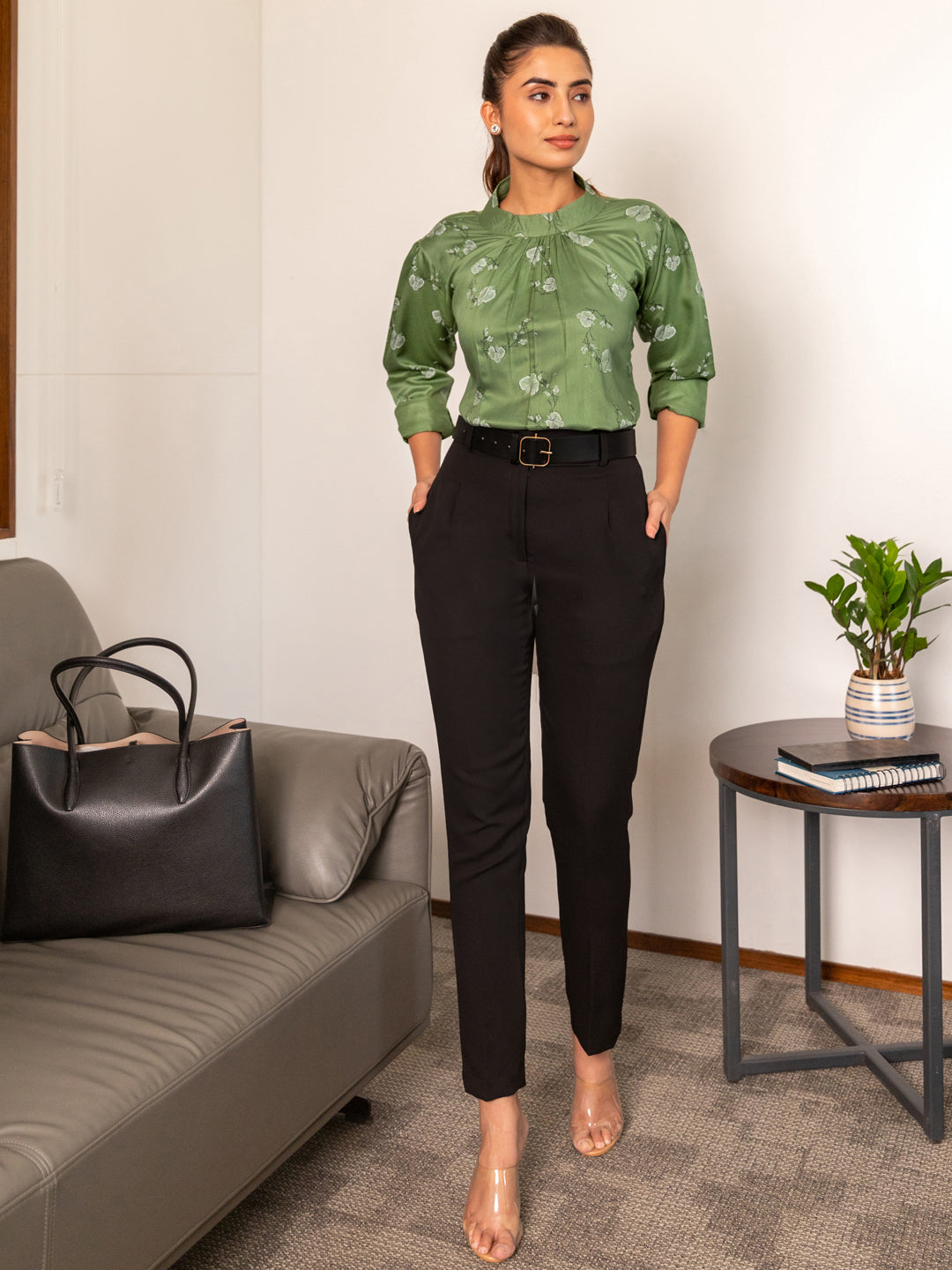 Forest Two Way Top & Black Trousers