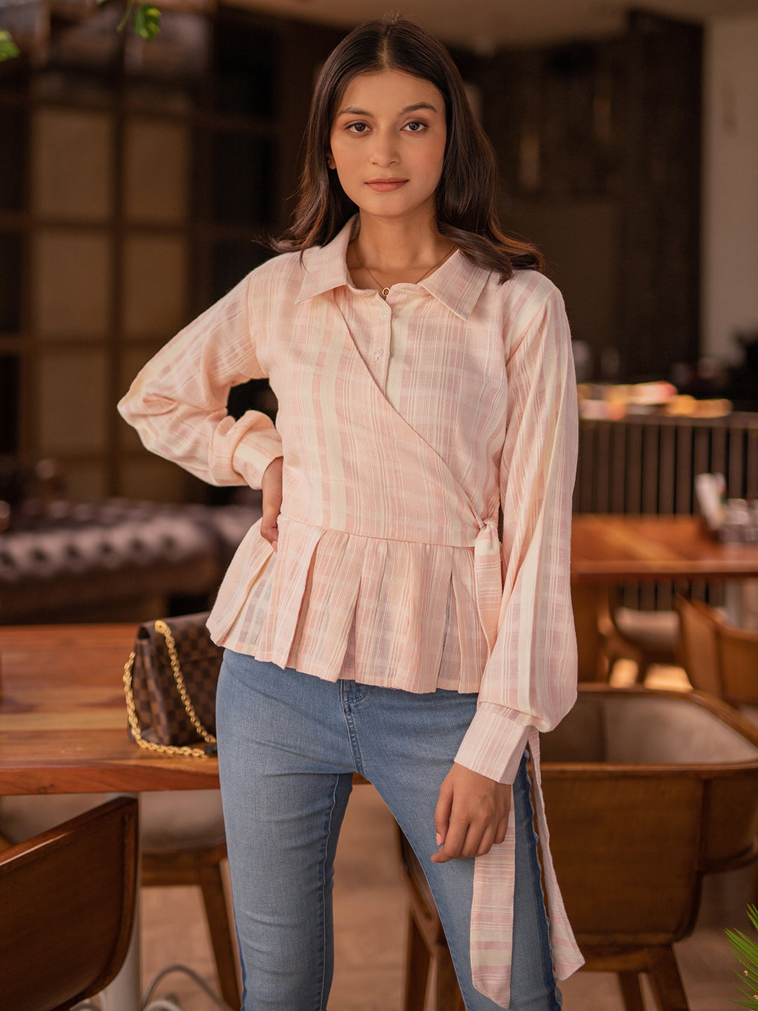 Button Front Knot Side Shirt