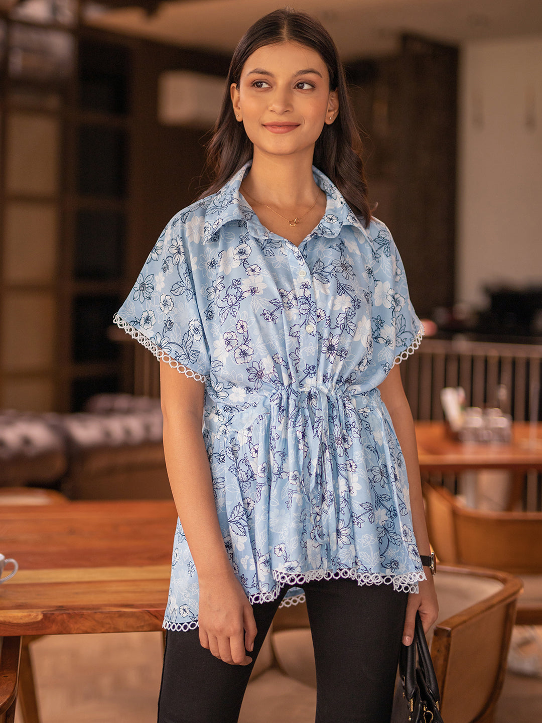 Shades of Blue Batwing Top
