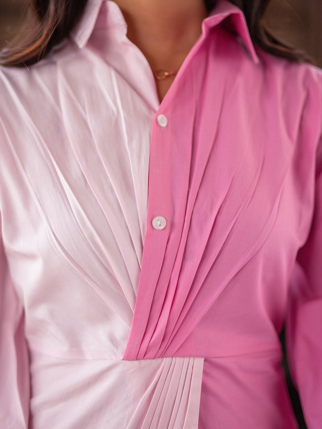Twisted Blush & Fuchsia Shirt Dress
