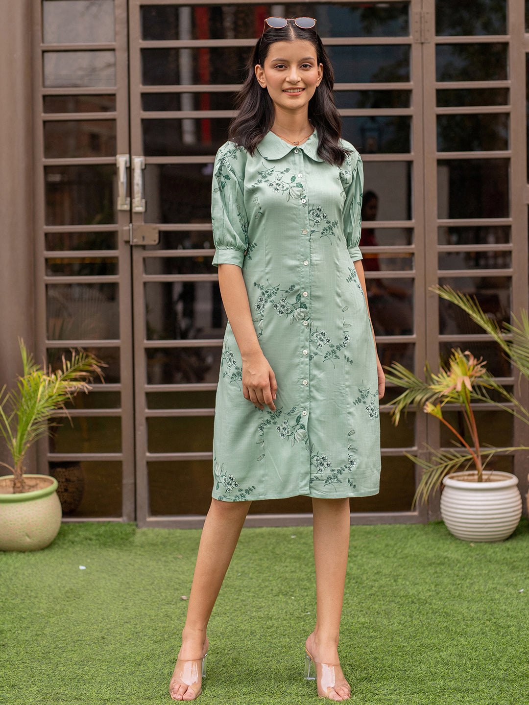 Fern Leaf Shirt Dress