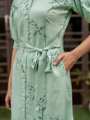 Fern Leaf Shirt Dress