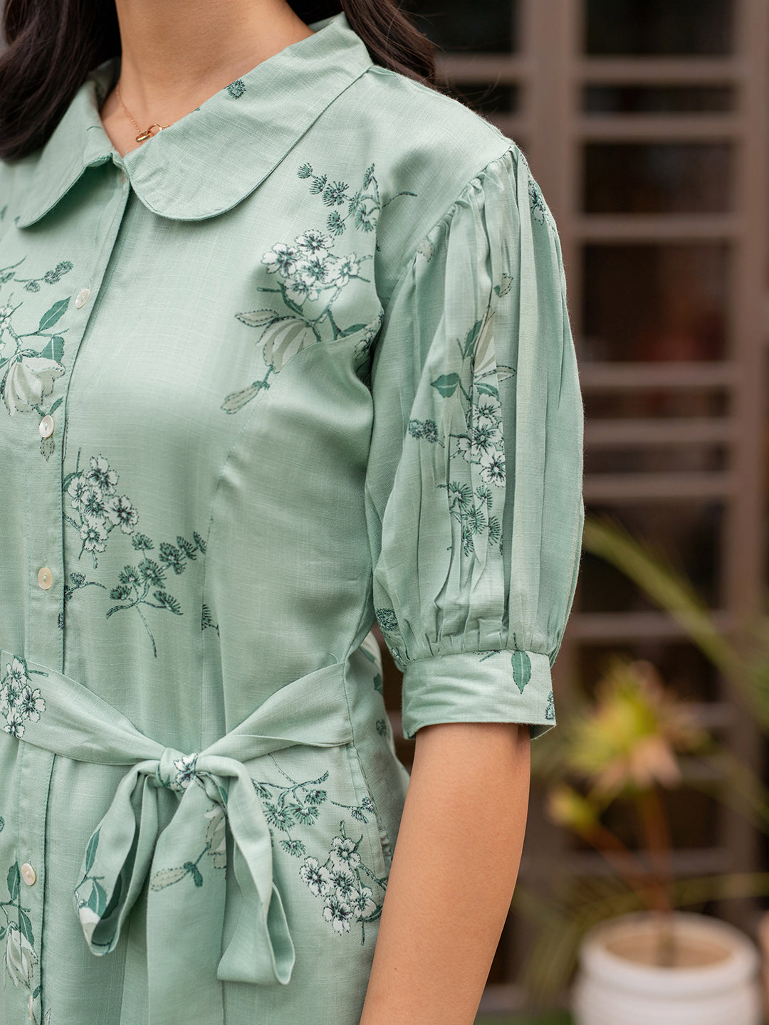 Fern Leaf Shirt Dress