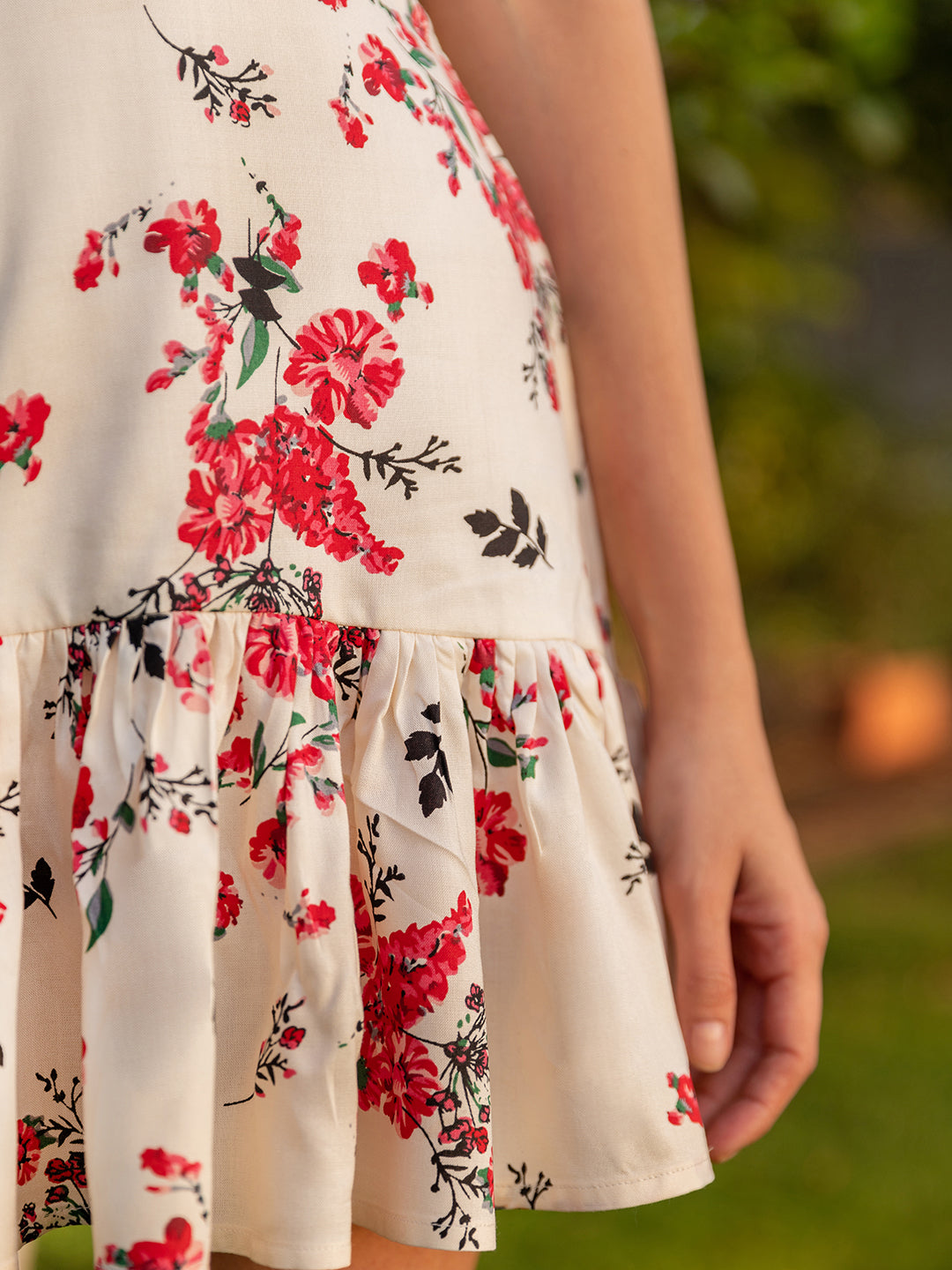 Summer Rose Cutout Ruffled Dress
