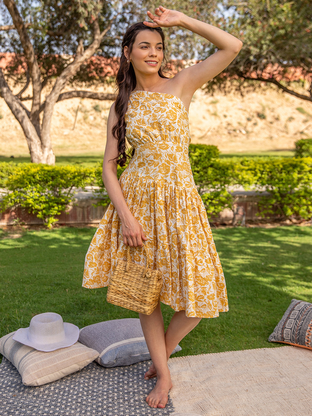 Sunshine Mustard One Shoulder Dress