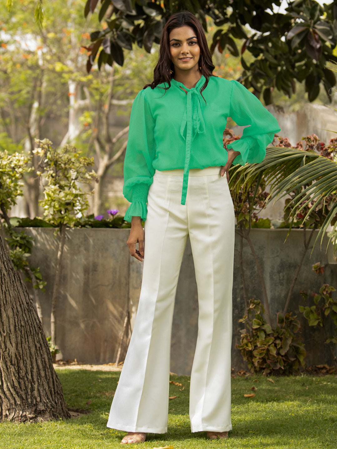 Buy Spring Green Slim Pants Online - W for Woman