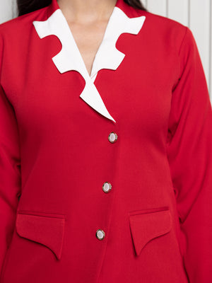 Scarlet Red Cutout Collar Coords-Set