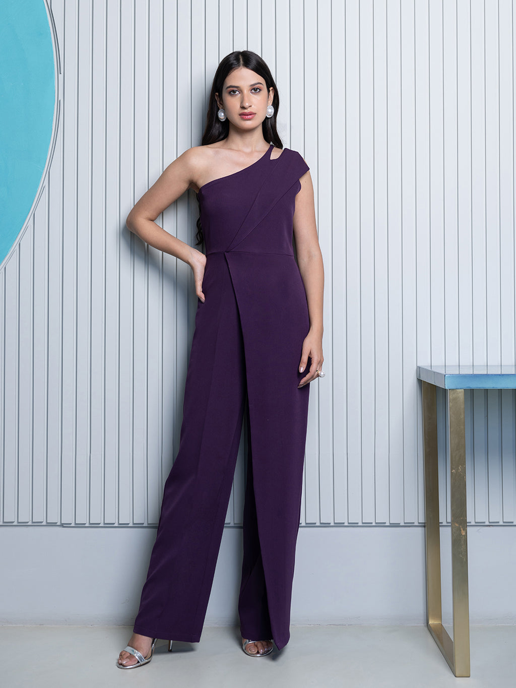Purple One Shoulder Jumpsuit