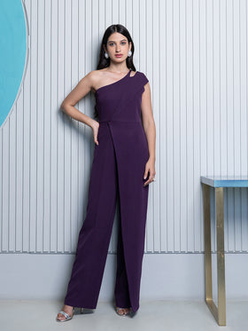 Purple One Shoulder Jumpsuit