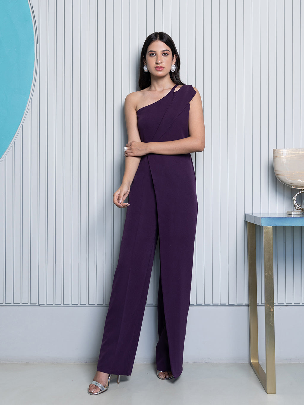 Purple One Shoulder Jumpsuit