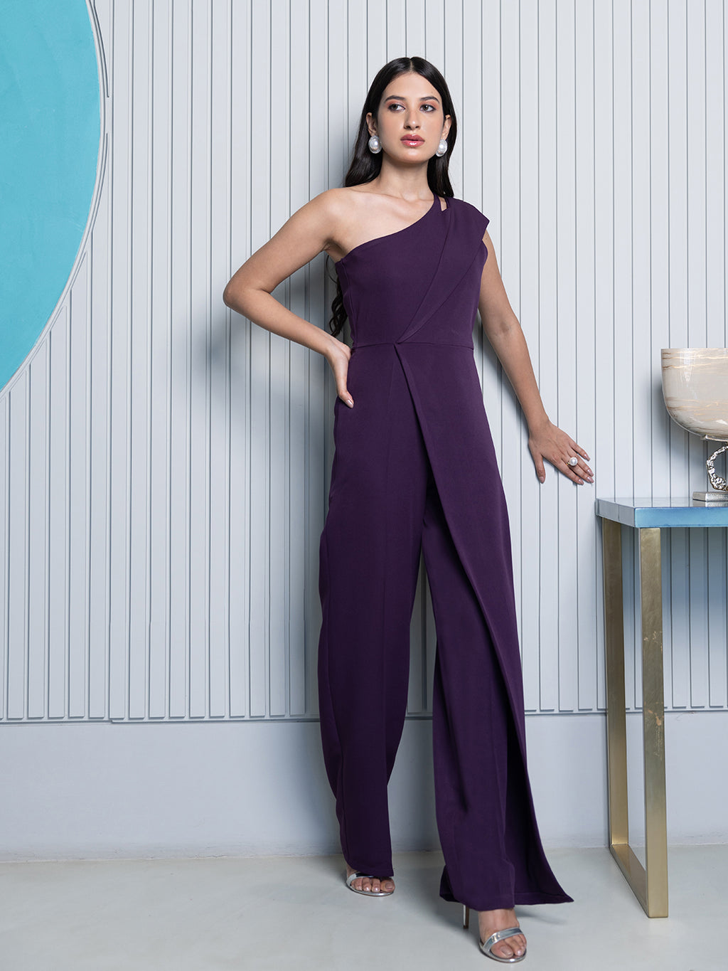 Purple One Shoulder Jumpsuit
