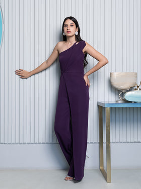Purple One Shoulder Jumpsuit
