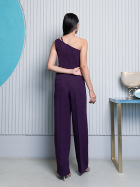 Purple One Shoulder Jumpsuit