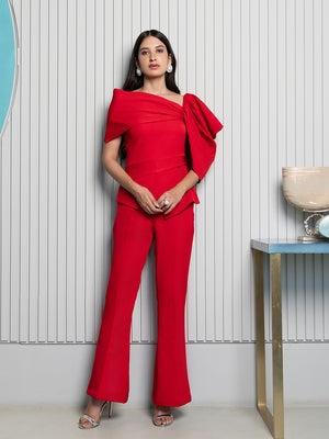 Scarlet Asymmetric Top & Trousers Set